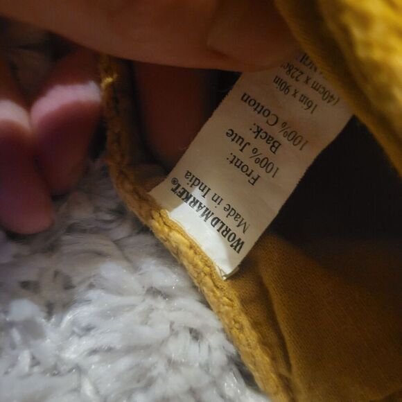 World Market Jute and Cotton Table Runner Ochre Yellow Turmeric 82in 16in - Picture 3 of 3